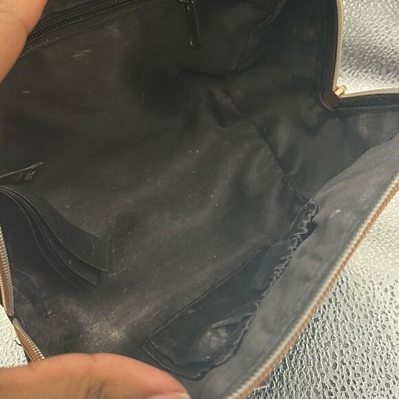 Ted Baker Bow Front Cosmetic Bag Black Patent Leather Rose Gold Hardware Travel - Picture 8 of 15